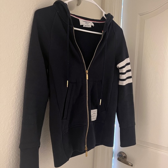 Thom Brown 4-Bar loopback cotton zip-up Hoodie - Picture 3 of 7